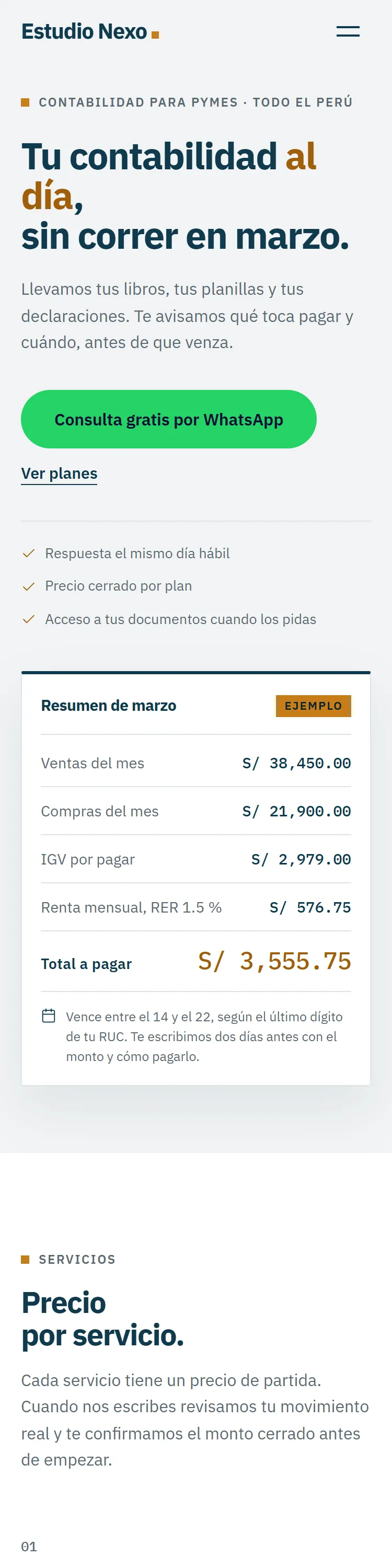 Vista de la demo de Contable